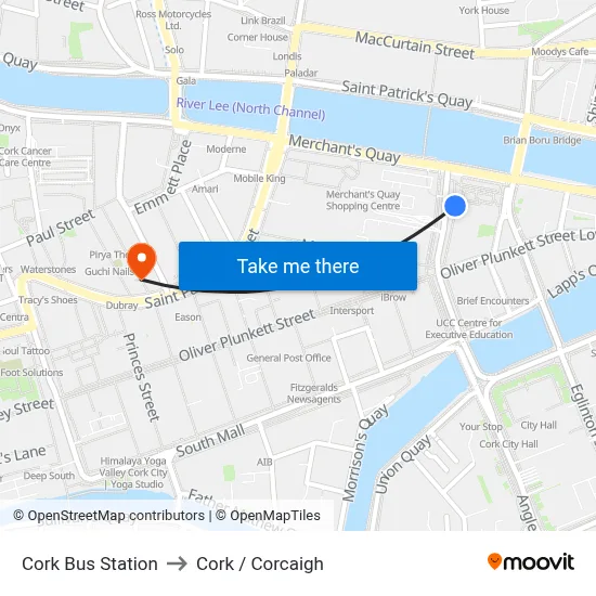 Cork Bus Stn to Cork / Corcaigh map