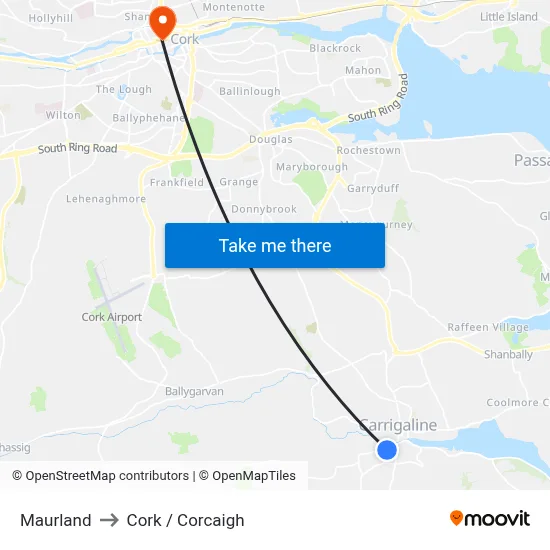 Maurland to Cork / Corcaigh map