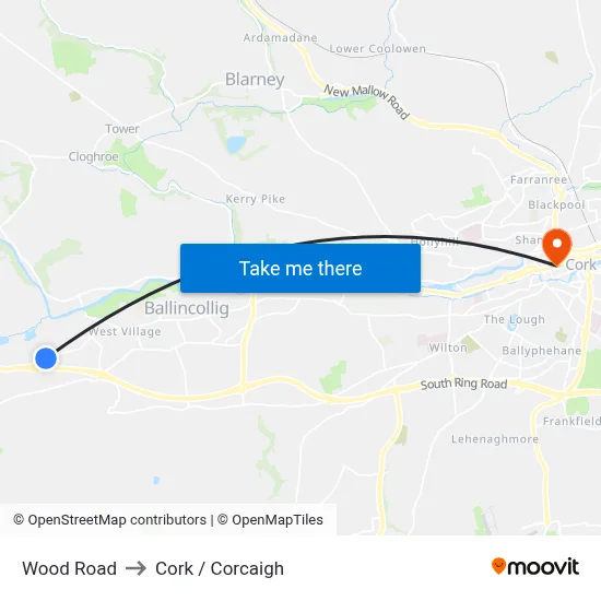 Wood Road to Cork / Corcaigh map