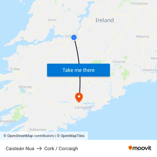 Caisleán Nua to Cork / Corcaigh map