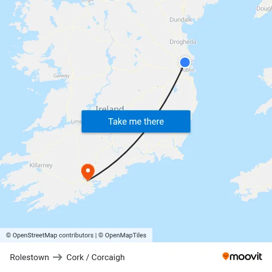 Rolestown to Cork / Corcaigh map