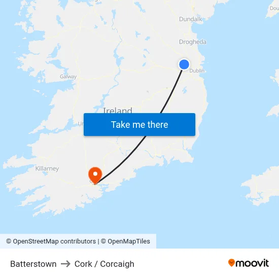 Batterstown to Cork / Corcaigh map