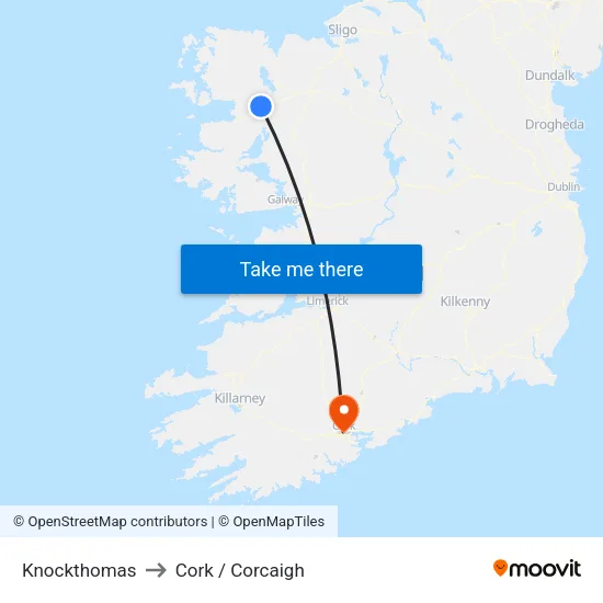 Knockthomas to Cork / Corcaigh map