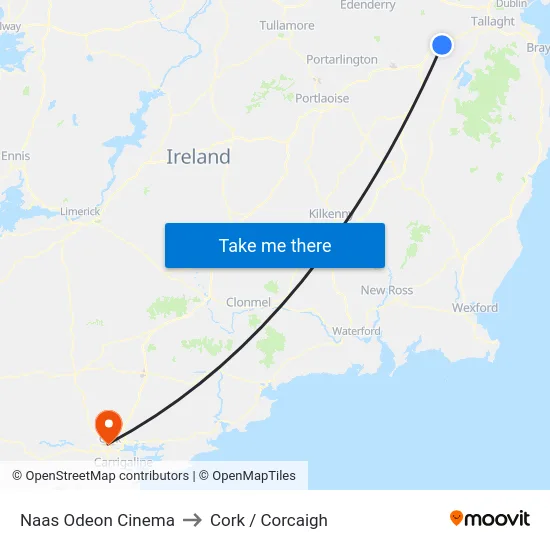 Naas Odeon Cinema to Cork / Corcaigh map