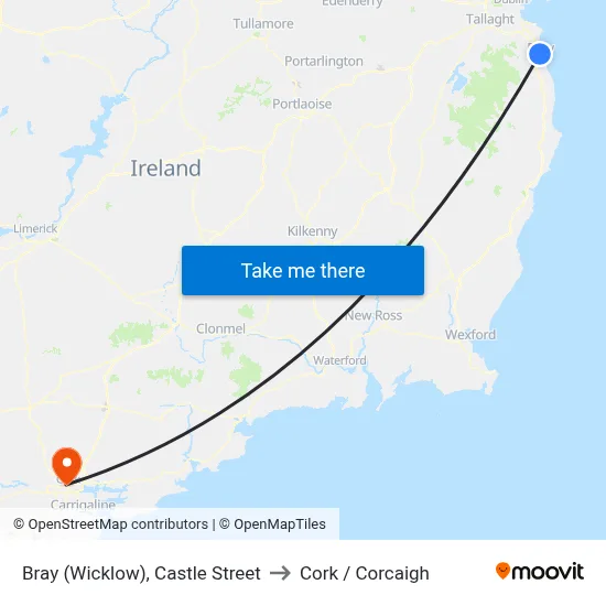 Bray (Wicklow), Castle Street to Cork / Corcaigh map