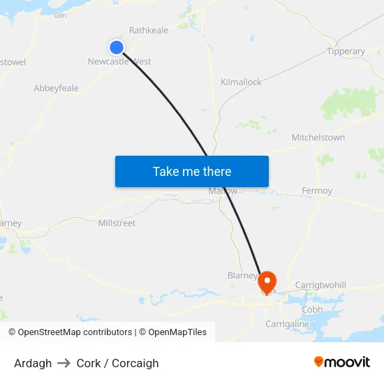 Ardagh to Cork / Corcaigh map