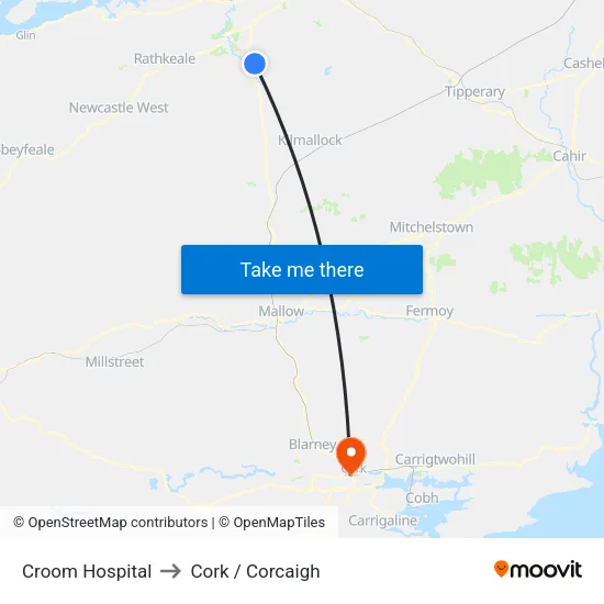 Croom Hospital to Cork / Corcaigh map