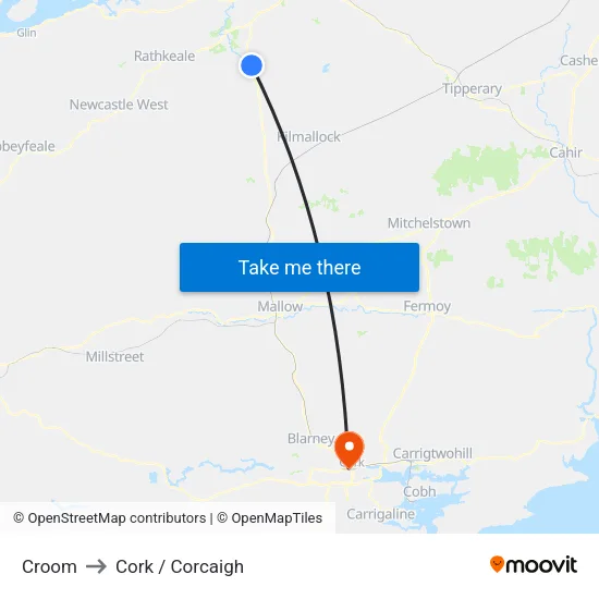 Croom to Cork / Corcaigh map