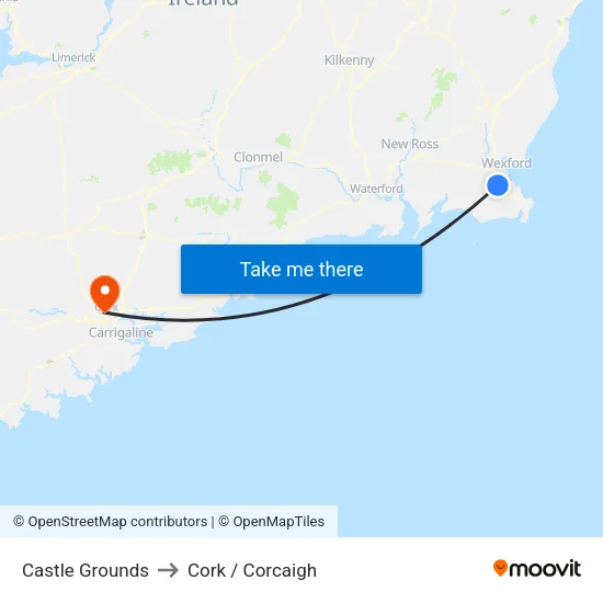 Johnstown Castle to Cork / Corcaigh map