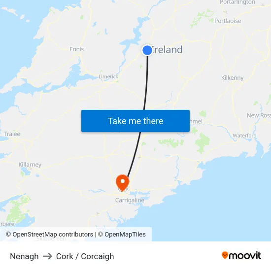 Nenagh to Cork / Corcaigh map