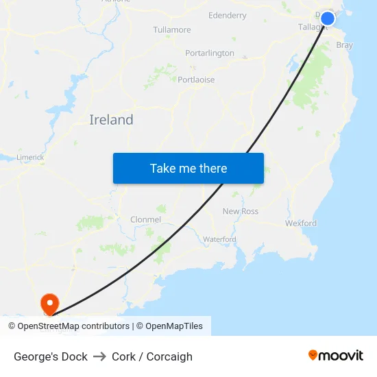 George's Dock to Cork / Corcaigh map