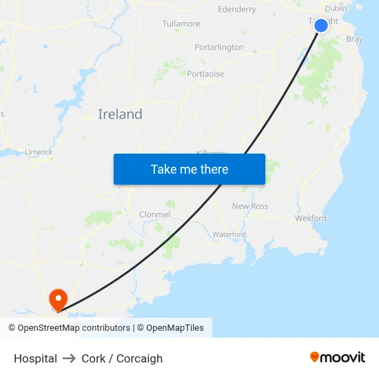 Hospital to Cork / Corcaigh map