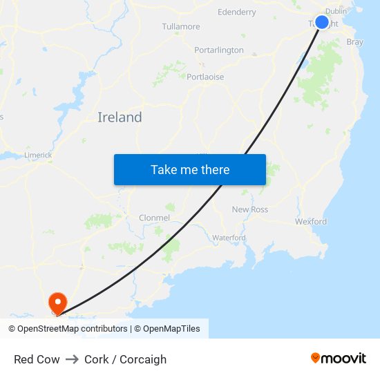 Red Cow to Cork / Corcaigh map
