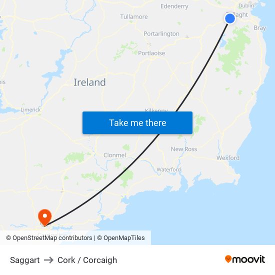 Saggart to Cork / Corcaigh map