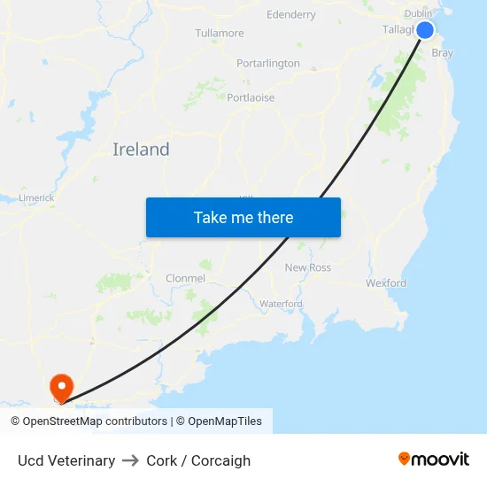 Ucd Veterinary to Cork / Corcaigh map