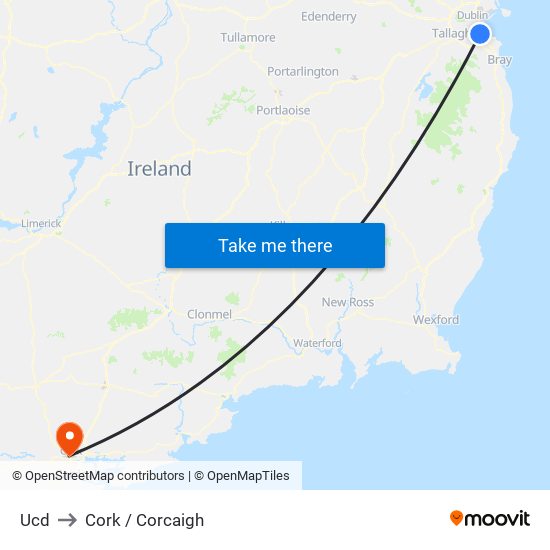 Ucd to Cork / Corcaigh map