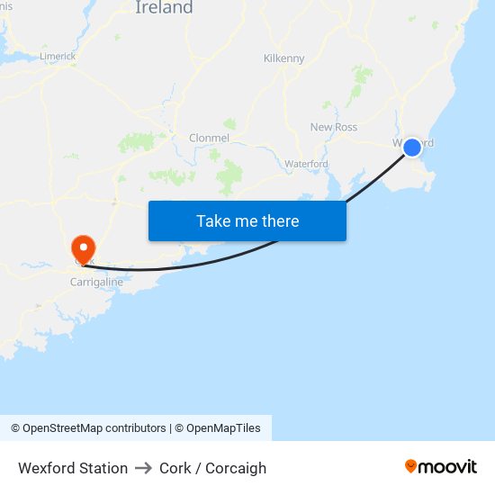 Wexford Station to Cork / Corcaigh map