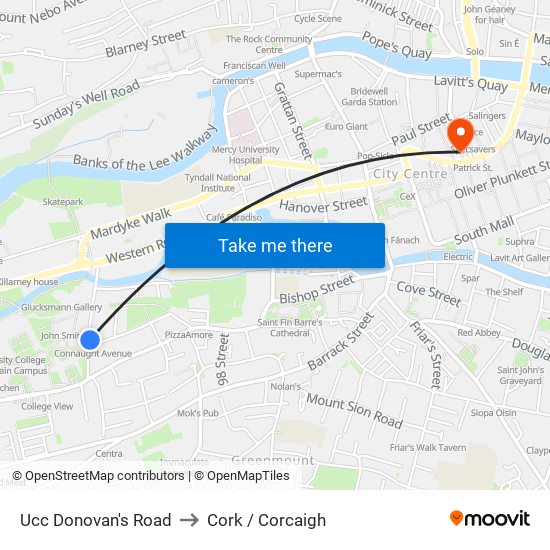 Ucc Donovan's Road to Cork / Corcaigh map