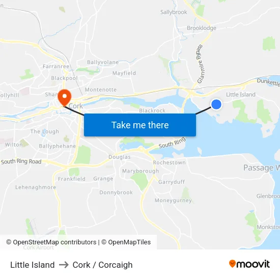 Little Island to Cork / Corcaigh map