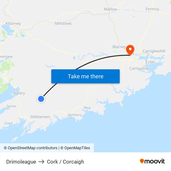 Drimoleague to Cork / Corcaigh map