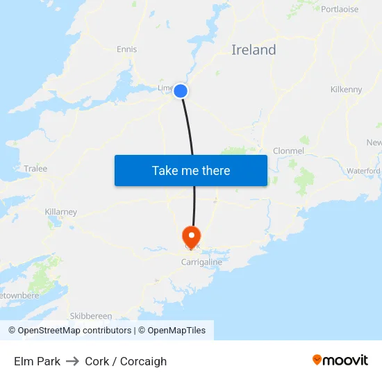 Elm Park to Cork / Corcaigh map