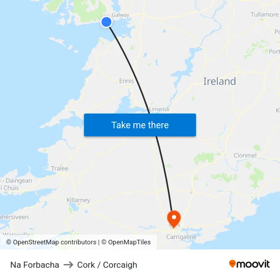 Na Forbacha to Cork / Corcaigh map