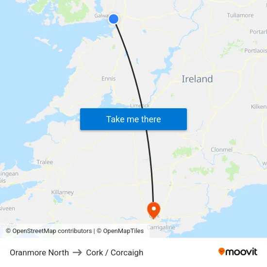 Oranmore North to Cork / Corcaigh map