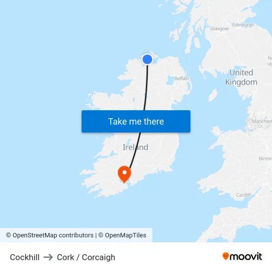 Cockhill to Cork / Corcaigh map