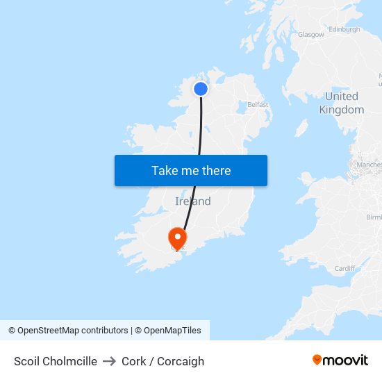 Boys National School to Cork / Corcaigh map