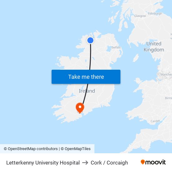 Letterkenny Hospital to Cork / Corcaigh map