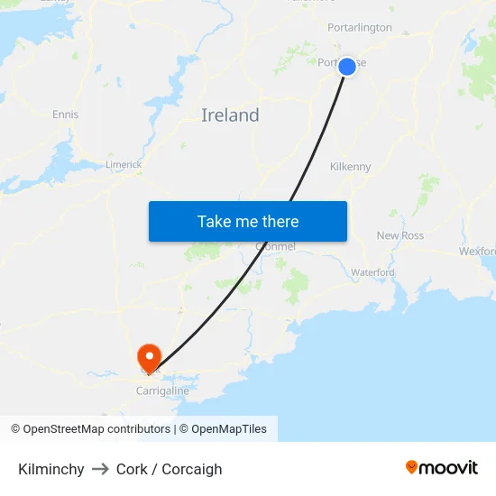 Kilminchy to Cork / Corcaigh map