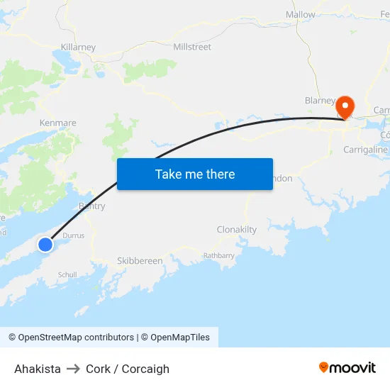 Ahakista to Cork / Corcaigh map