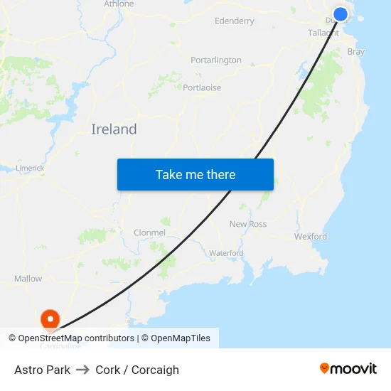 Astro Park to Cork / Corcaigh map