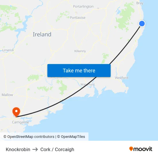 Knockrobin to Cork / Corcaigh map