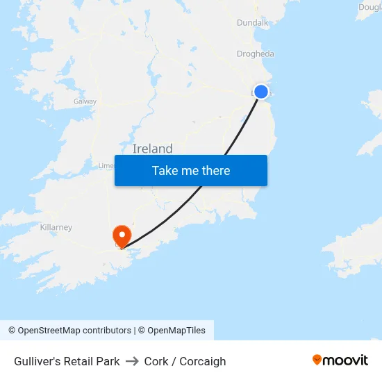 Gulliver's Retail Park to Cork / Corcaigh map