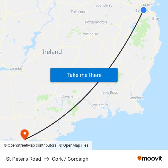 St Peter's Road to Cork / Corcaigh map