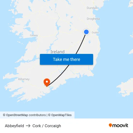 Abbeyfield to Cork / Corcaigh map