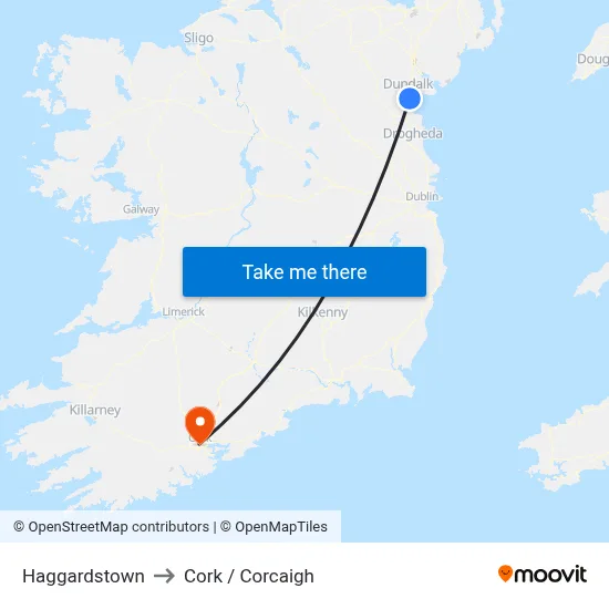 Haggardstown to Cork / Corcaigh map