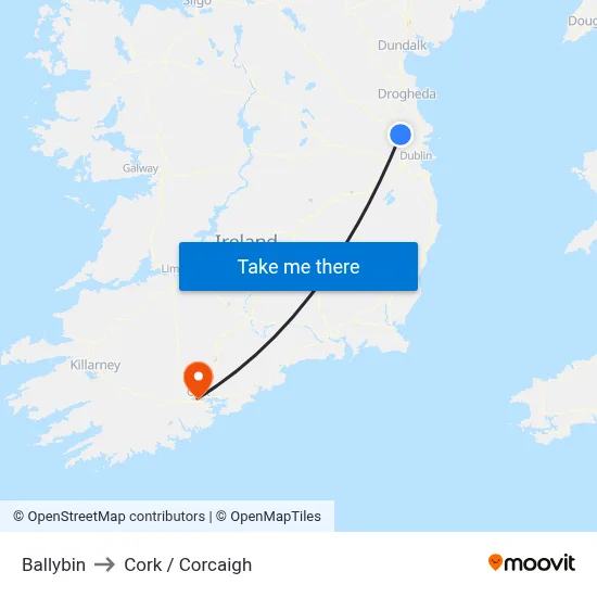 Ballybin to Cork / Corcaigh map