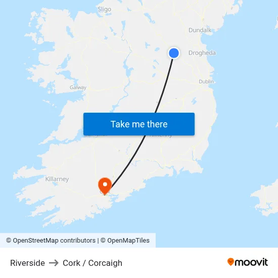 Riverside to Cork / Corcaigh map