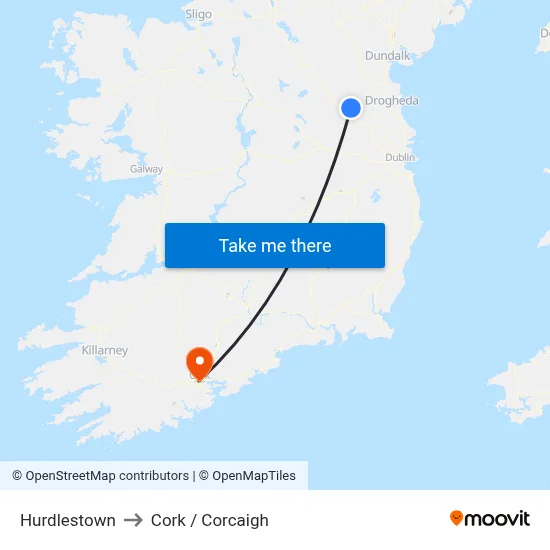 Hurdlestown to Cork / Corcaigh map