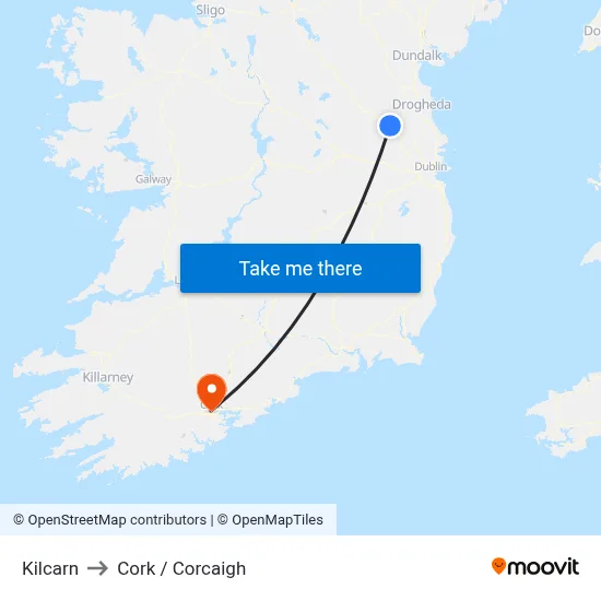 Kilcarn to Cork / Corcaigh map