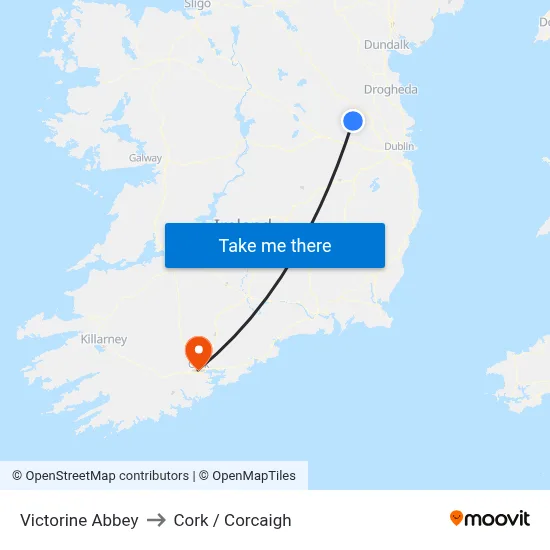 Victorine Abbey to Cork / Corcaigh map
