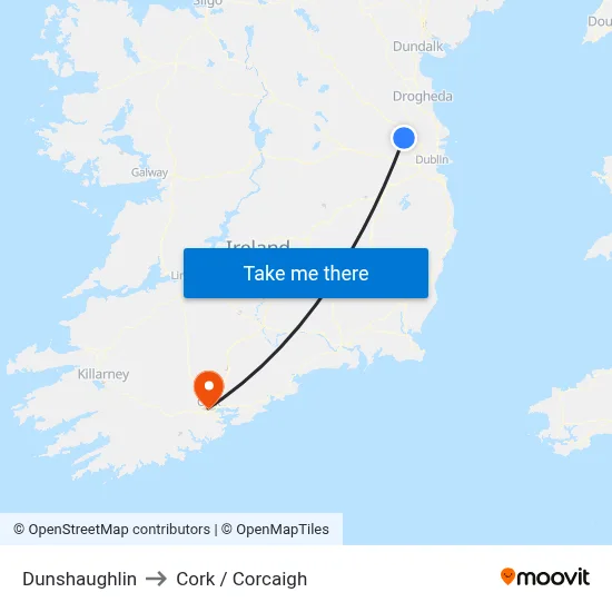 Dunshaughlin to Cork / Corcaigh map