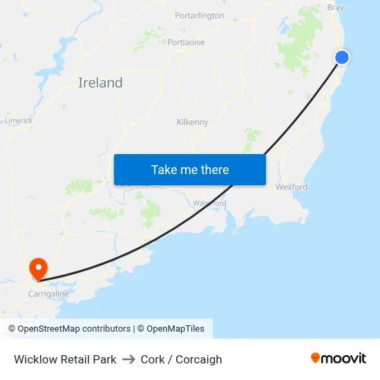 Wicklow Retail Park to Cork / Corcaigh map
