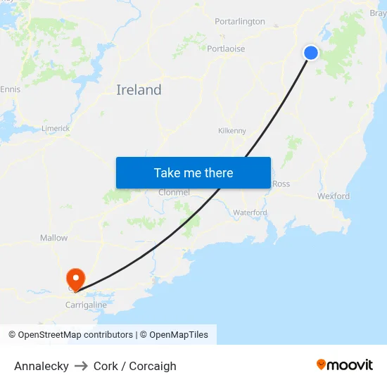 Annalecky to Cork / Corcaigh map