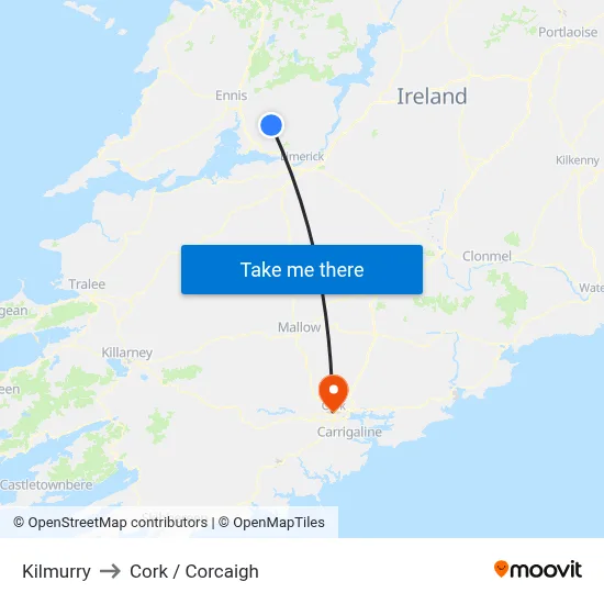 Kilmurry to Cork / Corcaigh map