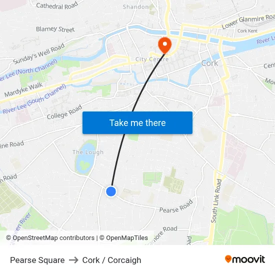 Pearse Square to Cork / Corcaigh map