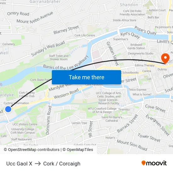 Ucc Gaol X to Cork / Corcaigh map