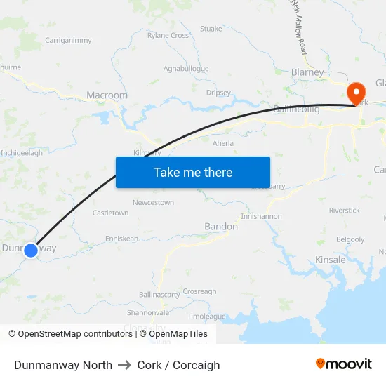 Dunmanway North to Cork / Corcaigh map
